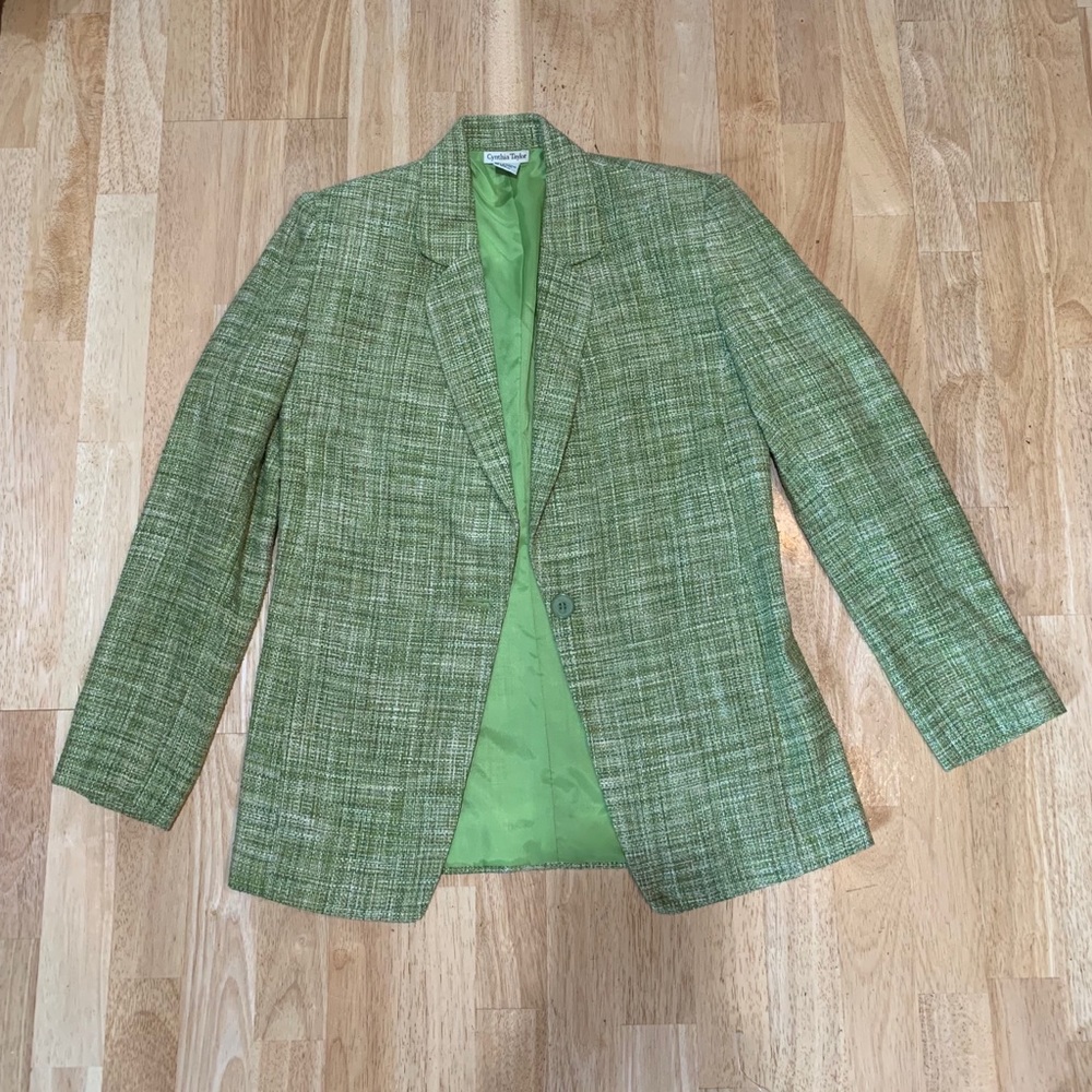 Green Plaid Women's Blazer Cynthia Taylor